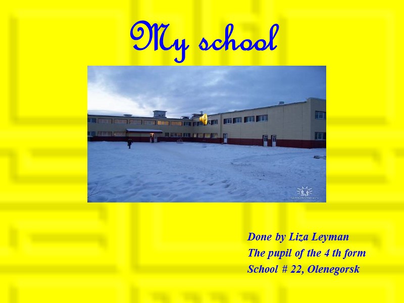 My school Done by Liza Leyman The pupil of the 4 th form School